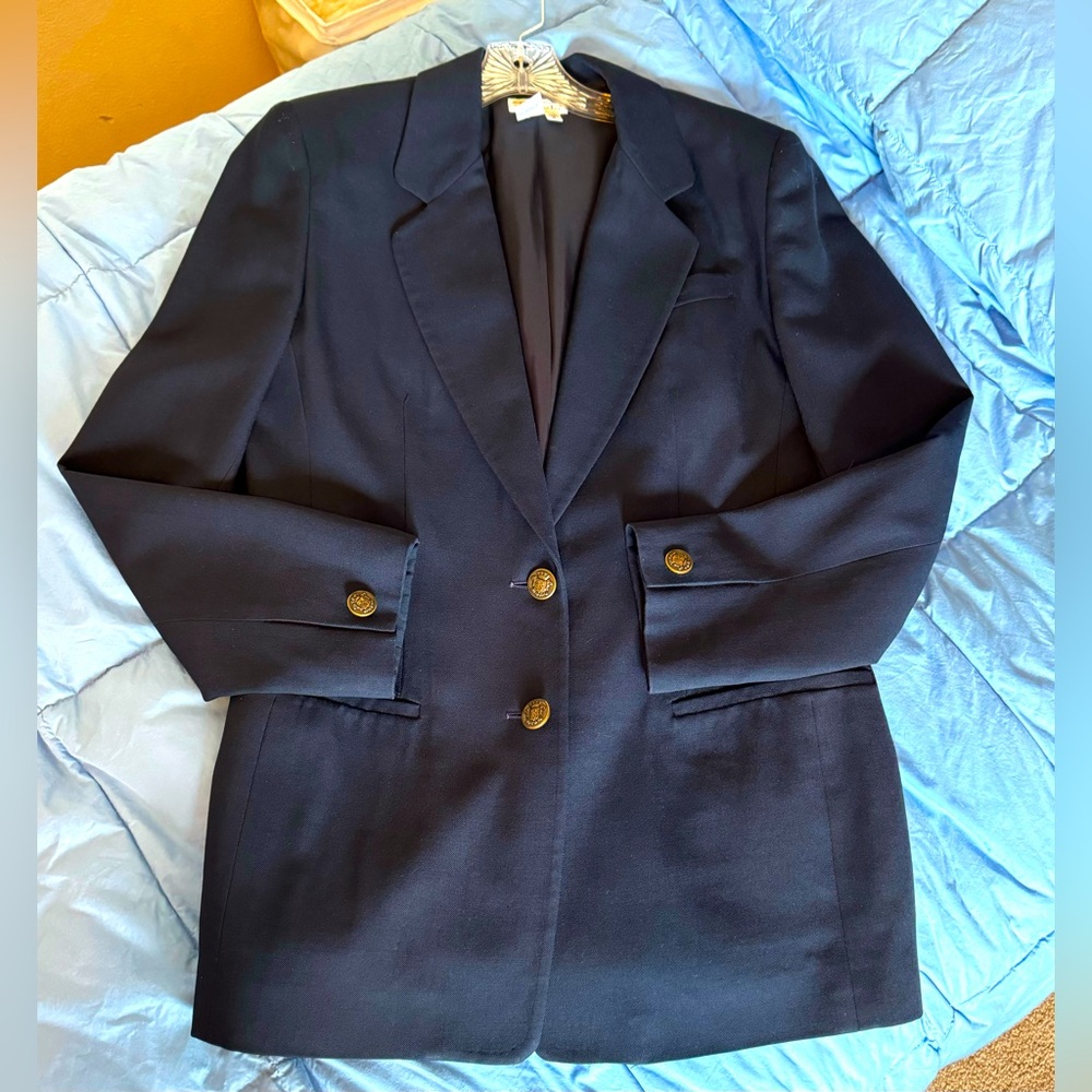 Talbots Navy Wool Lined Two-Button Blazer Suit Ja… - image 1